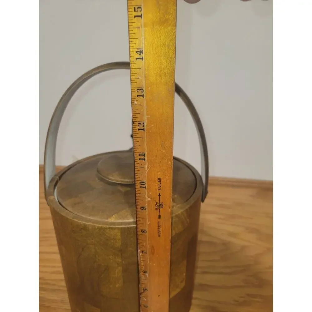 Vintage Ice Bucket Brown Vinyl 60s 70s Retro Vintage Barware Masculine